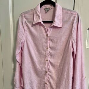 Light pink button down linen shirt 👚